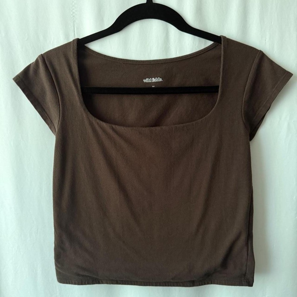 Wild Fable Brown Square Neck Crop Top Size M